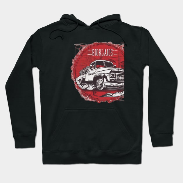 Retro Borderlands Pickup Truck Artwork No. 998 Hoodie by cornelliusy